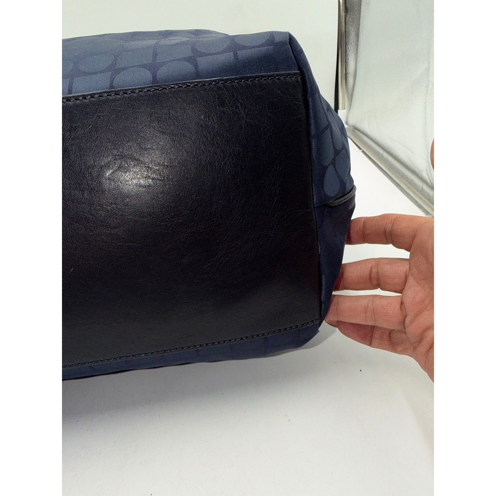 Kate Spade New York Navy Blue Jacquard Nylon Spade Pattern Shoulder Bag Tote - Picture 7 of 15